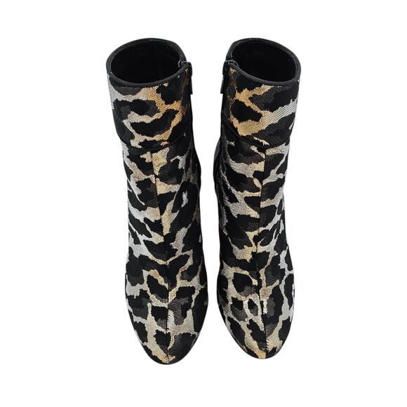 Christian Louboutin Moulamax Ankle Boot Black Gold Lurex Leopard Size 38 US 8 - Picture 6 of 13